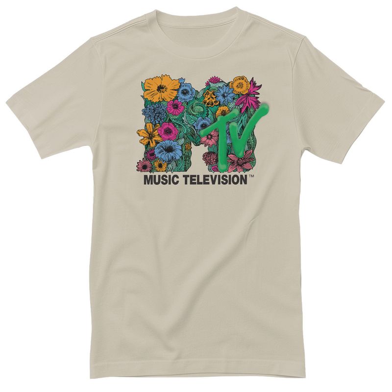 MTV Flower Bouquet Logo T-shirt i khaki