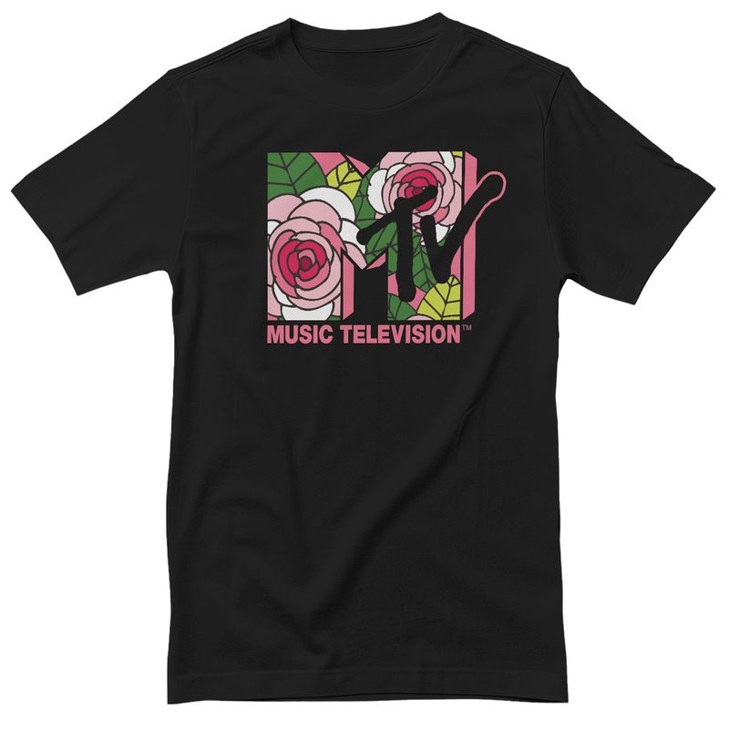 MTV Pink Roses Logo T-shirt i svart