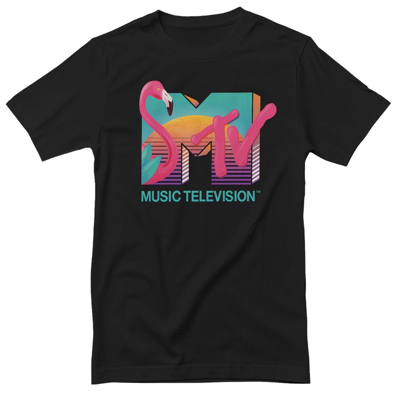 Tropical Flamingo MTV T-shirt i svart