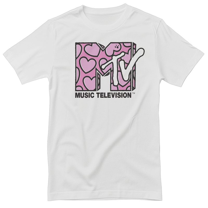 MTV Heart Patter Logo T-shirt i vit