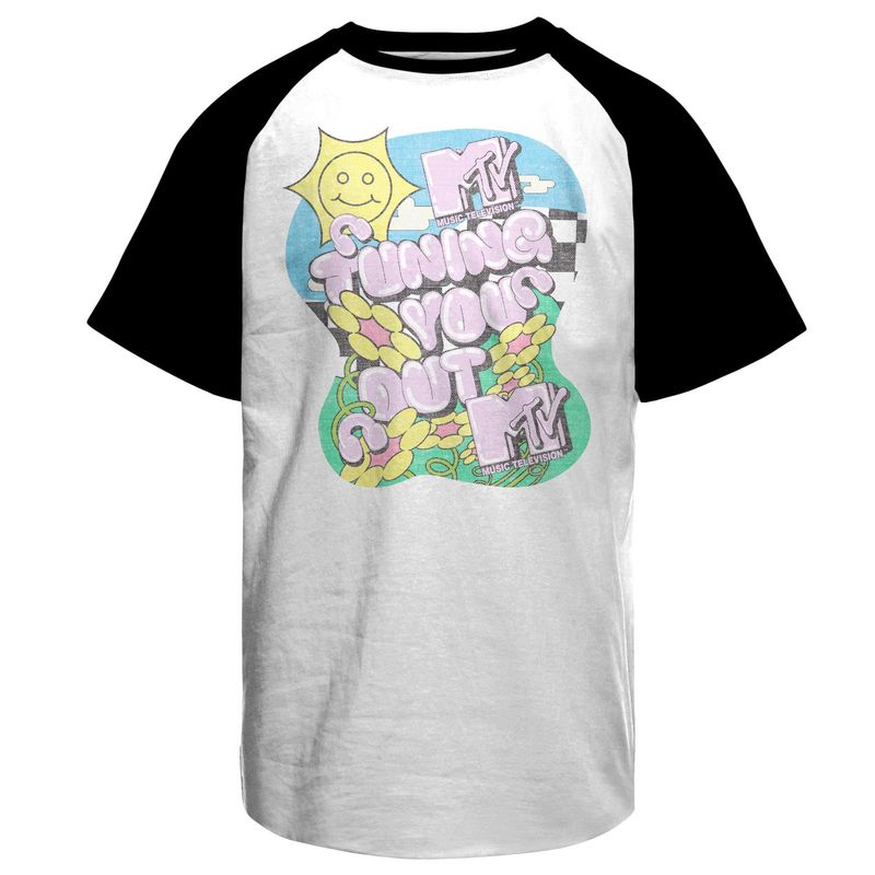 MTV Tuning You Out Baseball T-shirt i whiteblack