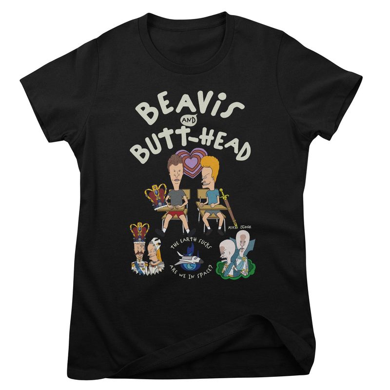 The Earth Sucks Beavis And Butt-Head T-shirt dam i svart