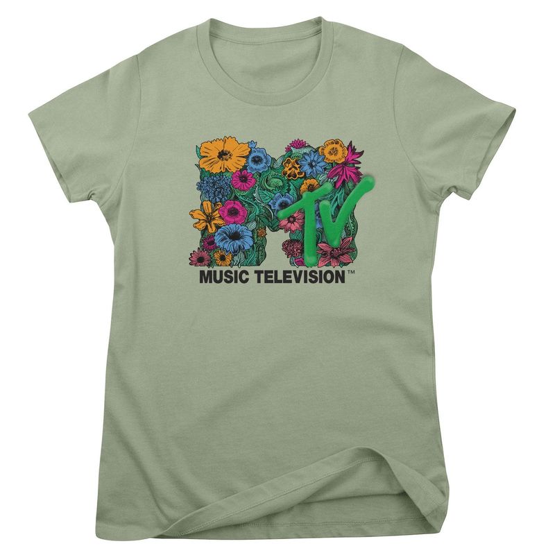 MTV Flower Bouquet Logo T-shirt dam i pistachio