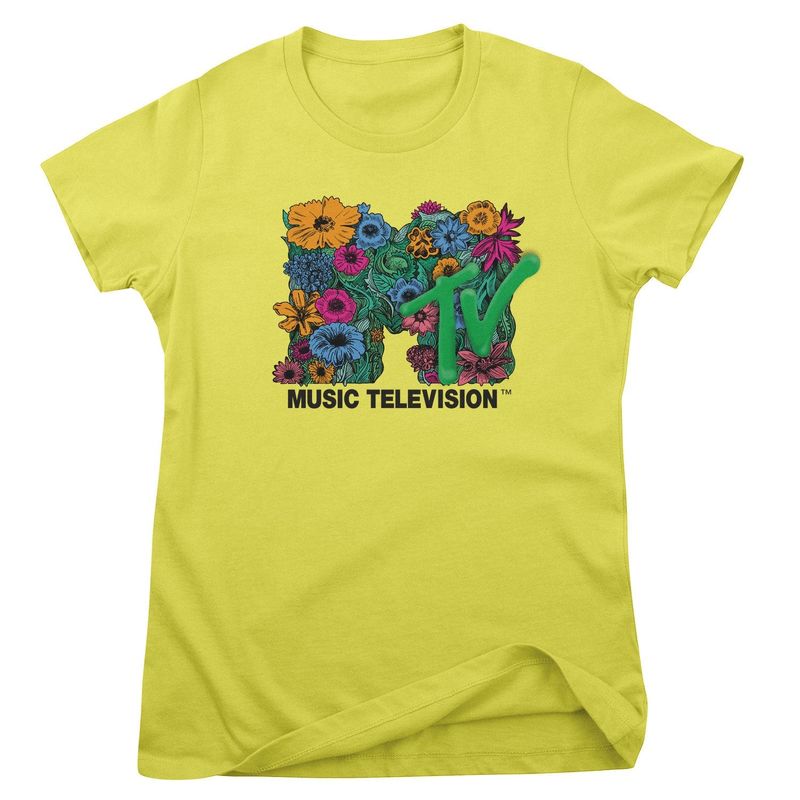 MTV Flower Bouquet Logo T-shirt dam i gul