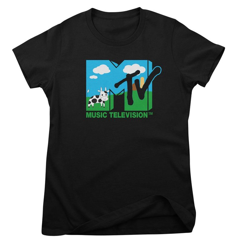MTV Country Cow Logo T-shirt dam i svart