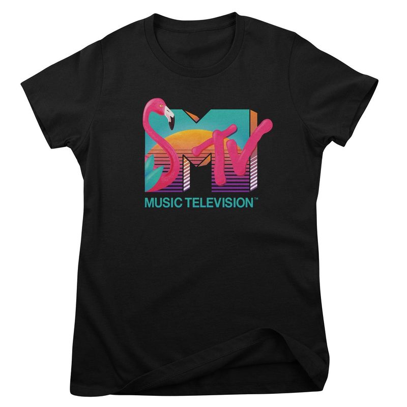 Tropical Flamingo MTV T-shirt dam i svart