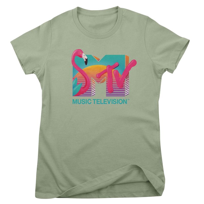 Tropical Flamingo MTV T-shirt dam i pistachio