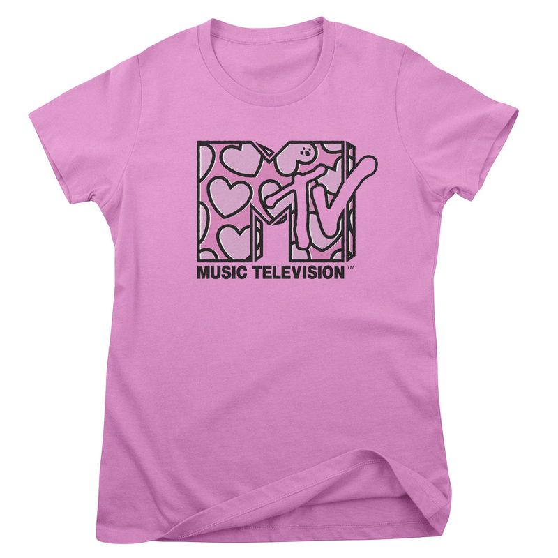 MTV Heart Patter Logo T-shirt dam i rosa