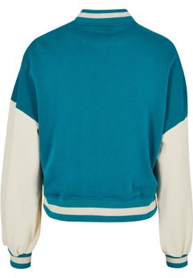 Oversized Two-Tone College Terry Jacket for Women