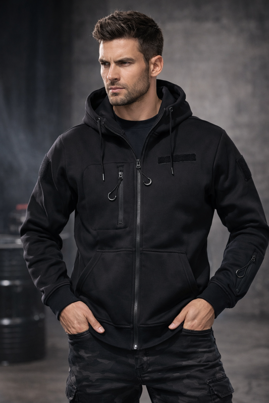 Tactical Sweat Jacket Huvtröja för herr – svart