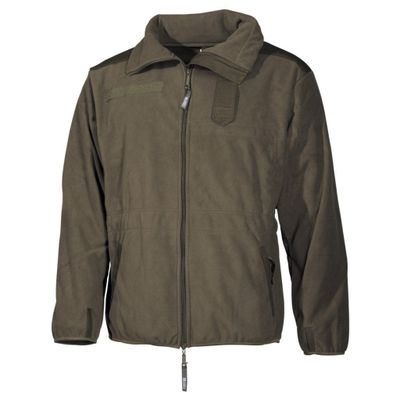Waterproof green fleece jacket with inner pocket