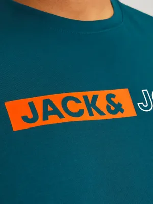 Jack & Jones Plus Size T-shirt med logotryck – Blågrön