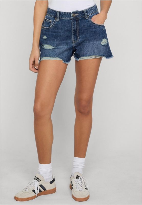 Shorts för dam med repningar – mid deep blue washed