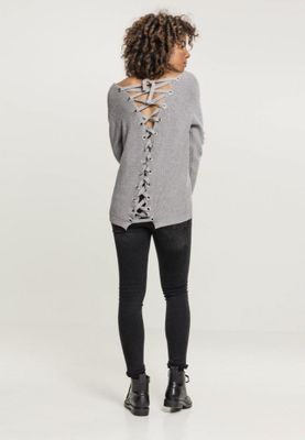 V-neck sweater with lace in the back lady