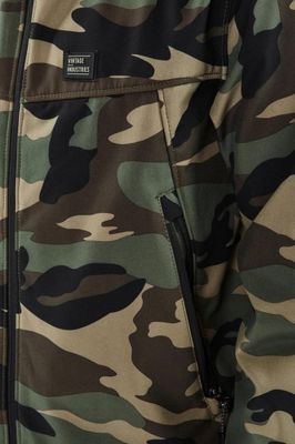 Camo softshell jacket with fleece lining