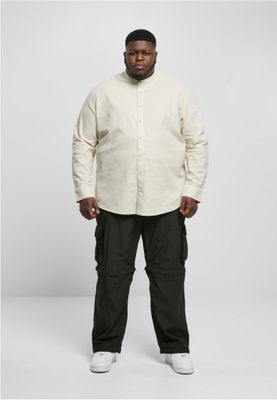Cotton Linen Stand Up Collar Shir