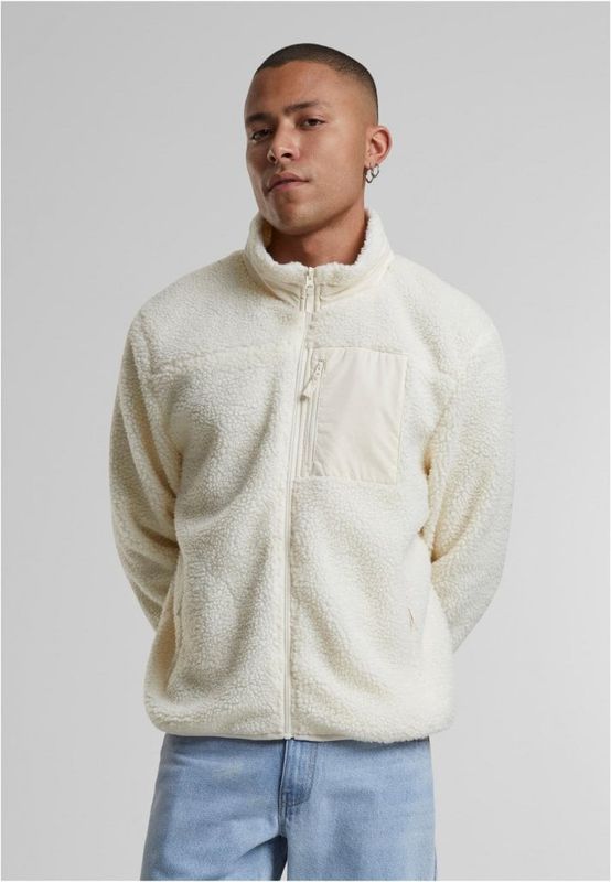 Sporty fleece jacket for men with zipper and breast pocket