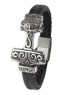 Tors hammare flätat armband läder