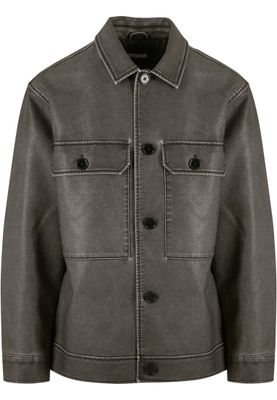 Synthetic Vintage Leather Skjortjacka