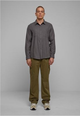 Solid -colored flannel shirt men