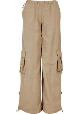 Wide nylon cargo pants for women