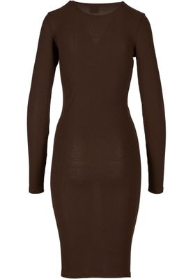 Ribbad klänning för dam – brun