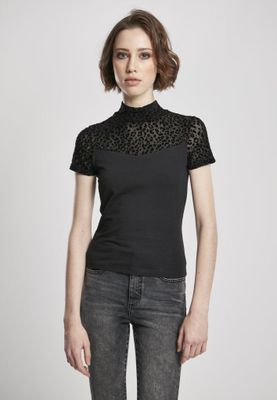 Top with high neck and lace