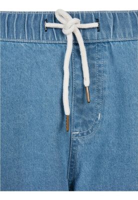 Jeansshorts med manchetter i taljen - blå