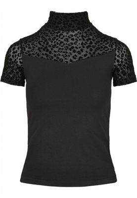 Top with high neck and lace