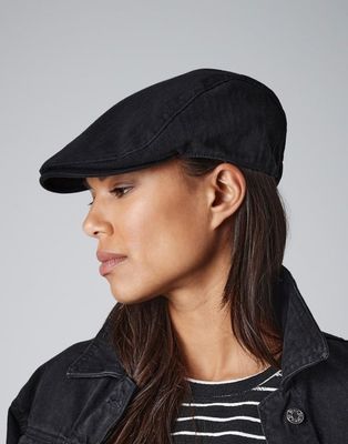 Svart flatcap fiskbensmönstrad