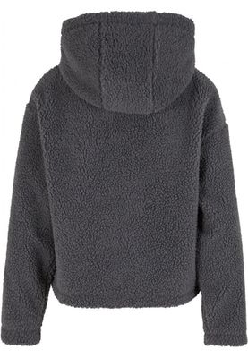 Women's short teddy jacket with hood