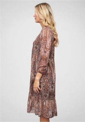 V-neck Dress with button placket and paisley pattern