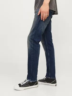 Mörka tapered fit jeans med stretch - MIKE