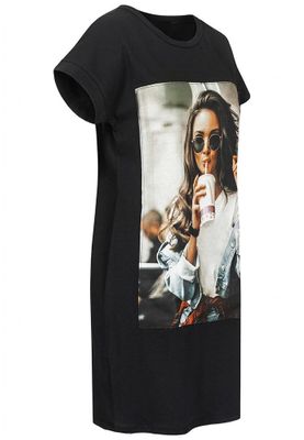 T-shirtkjole med stort print foran