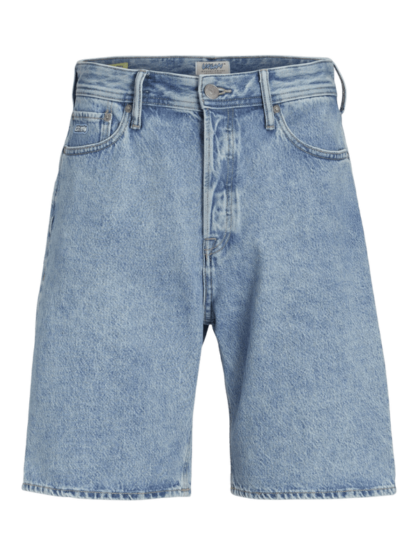 Light blue baggy denim shorts for men