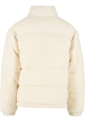 Puffig design med två färger Fabric Mix Teddy Puffer Jacket Jacka för herr – whitesand