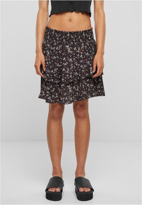 Short flounce skirt with floral pattern
