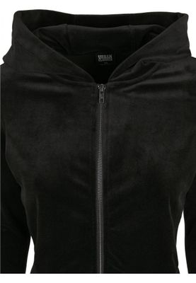Ladies Short Velvet Zip Hoody