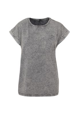 Grå melerad T-shirt med körsbärstryck för dam