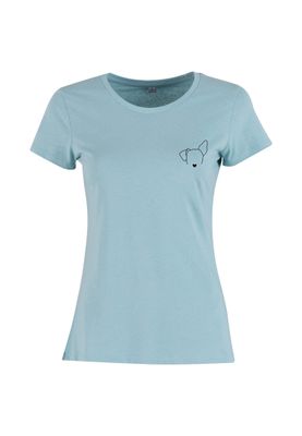 Havsblå t-shirt med hundtryck för dam
