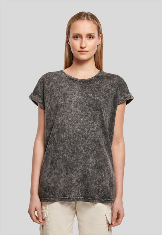 Darkgrey white t-shirt med körsbärstryck för dam