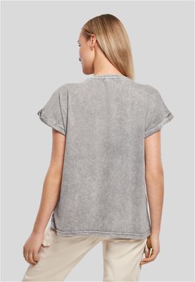 Grå melerad T-shirt med körsbärstryck för dam