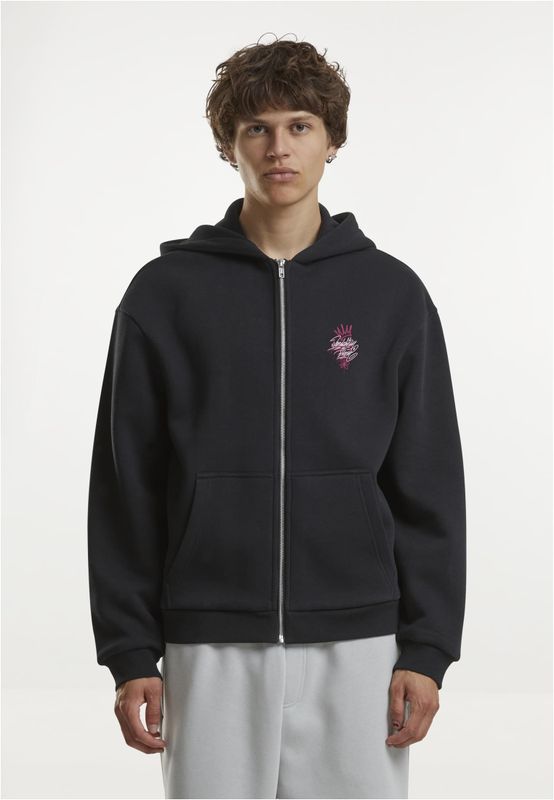 Svart zip-hoodie med blomtryck – Mister Tee