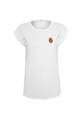 Vit t-shirt med Jordgubbe-tryck för dam