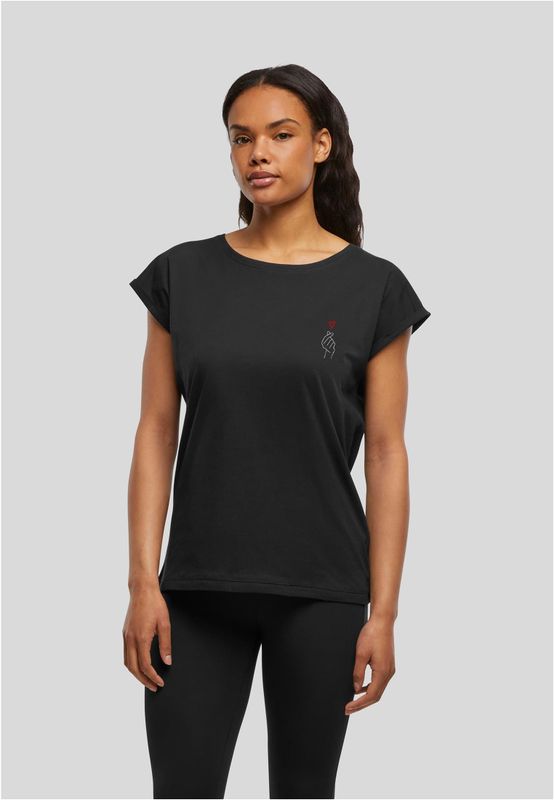 Svart t-shirt med hjärttryck för dam – Urban Classics