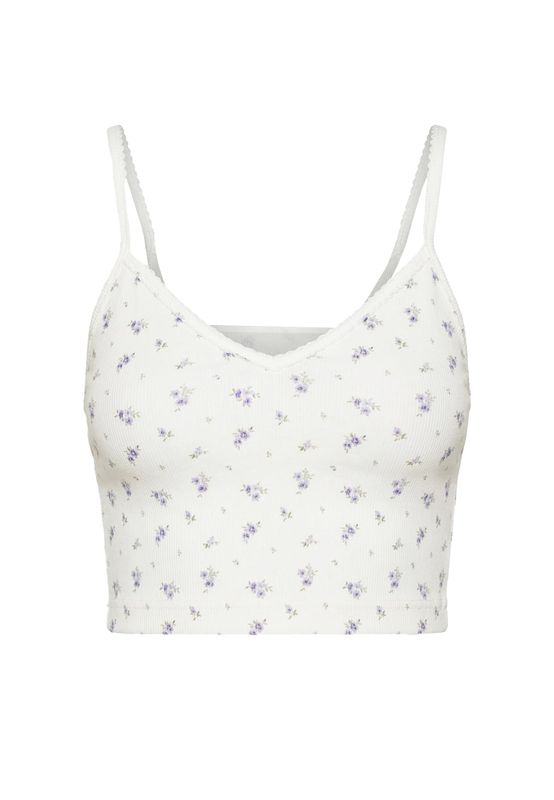 Blueflower topp med blommotiv för dam