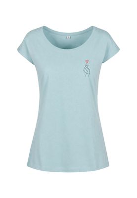 Havsblå t-shirt med hjärttryck för dam