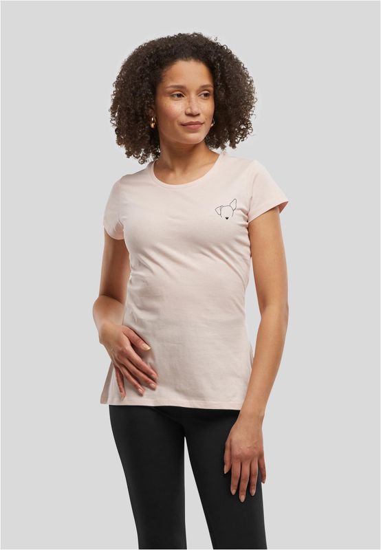 Rosa t-shirt med hundtryck för dam