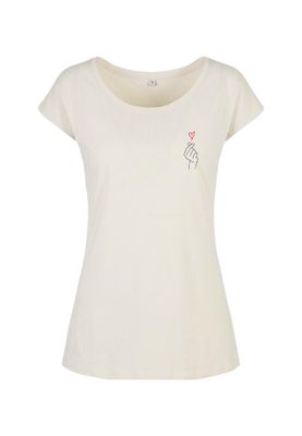 Sand t-shirt med hjärttryck för dam