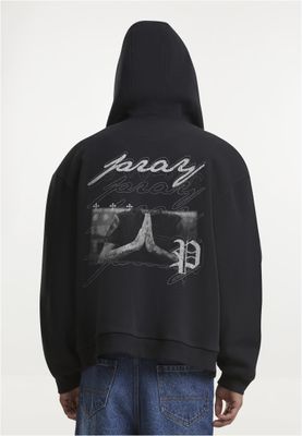 Svart zip-hoodie med Text och kors-tryck för herr – Mister Tee